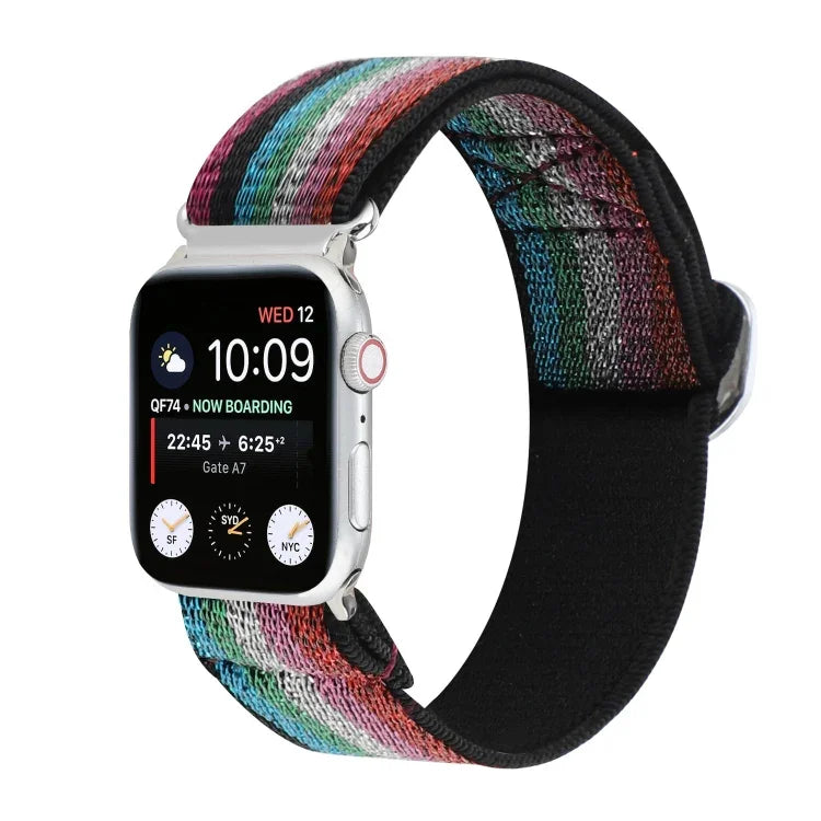 금속 일본식 버클 탄성 나일론 교체용 시계줄, Apple Watch 시리즈 7 45mm / 6 & SE & 5 & 4 44mm / 3 & 2 & 1 42mm용, Apple Watch 시리즈 8&7 41mm / SE 2&6&SE&5&4 40mm / 3&2&1 38mm용