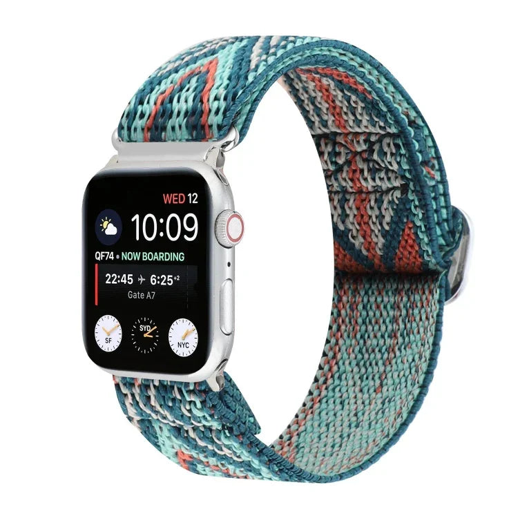 금속 일본식 버클 탄성 나일론 교체용 시계줄, Apple Watch 시리즈 7 45mm / 6 & SE & 5 & 4 44mm / 3 & 2 & 1 42mm용, Apple Watch 시리즈 8&7 41mm / SE 2&6&SE&5&4 40mm / 3&2&1 38mm용