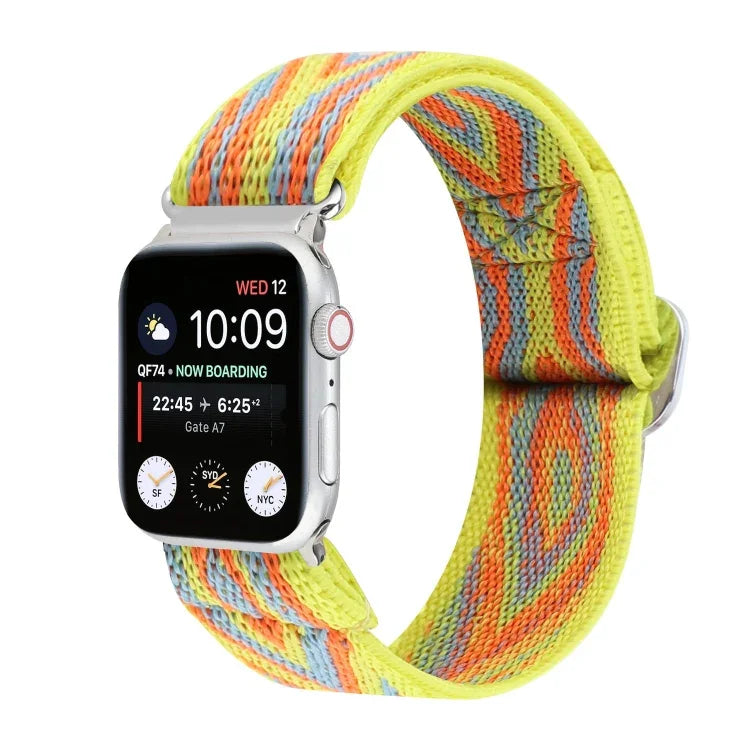금속 일본식 버클 탄성 나일론 교체용 시계줄, Apple Watch 시리즈 7 45mm / 6 & SE & 5 & 4 44mm / 3 & 2 & 1 42mm용, Apple Watch 시리즈 8&7 41mm / SE 2&6&SE&5&4 40mm / 3&2&1 38mm용