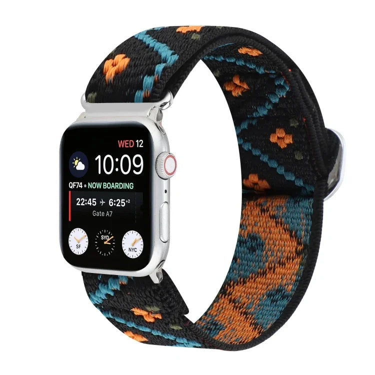 금속 일본식 버클 탄성 나일론 교체용 시계줄, Apple Watch 시리즈 7 45mm / 6 & SE & 5 & 4 44mm / 3 & 2 & 1 42mm용, Apple Watch 시리즈 8&7 41mm / SE 2&6&SE&5&4 40mm / 3&2&1 38mm용