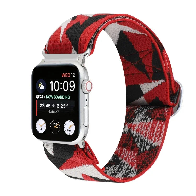금속 일본식 버클 탄성 나일론 교체용 시계줄, Apple Watch 시리즈 7 45mm / 6 & SE & 5 & 4 44mm / 3 & 2 & 1 42mm용, Apple Watch 시리즈 8&7 41mm / SE 2&6&SE&5&4 40mm / 3&2&1 38mm용