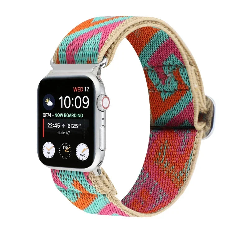 금속 일본식 버클 탄성 나일론 교체용 시계줄, Apple Watch 시리즈 7 45mm / 6 & SE & 5 & 4 44mm / 3 & 2 & 1 42mm용, Apple Watch 시리즈 8&7 41mm / SE 2&6&SE&5&4 40mm / 3&2&1 38mm용
