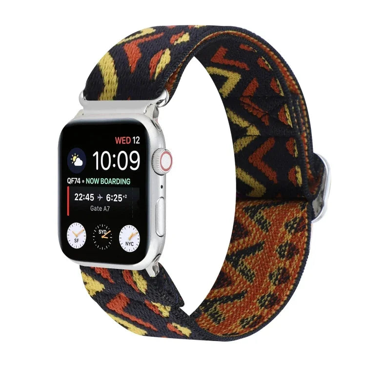 금속 일본식 버클 탄성 나일론 교체용 시계줄, Apple Watch 시리즈 7 45mm / 6 & SE & 5 & 4 44mm / 3 & 2 & 1 42mm용, Apple Watch 시리즈 8&7 41mm / SE 2&6&SE&5&4 40mm / 3&2&1 38mm용