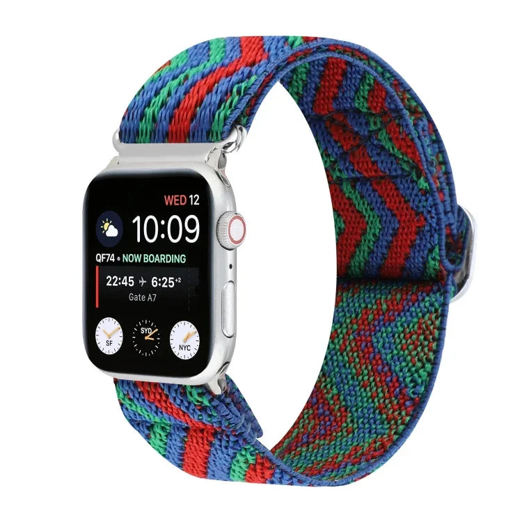 금속 일본식 버클 탄성 나일론 교체용 시계줄, Apple Watch 시리즈 7 45mm / 6 & SE & 5 & 4 44mm / 3 & 2 & 1 42mm용, Apple Watch 시리즈 8&7 41mm / SE 2&6&SE&5&4 40mm / 3&2&1 38mm용