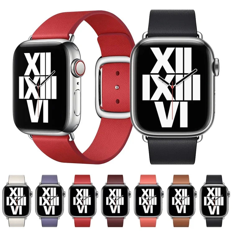 모던 스타일 가죽 시계줄 Apple Watch 49mm / 46mm / 45mm / 44mm / 42mm용, Apple Watch 49mm / 46mm / 45mm / 44mm / 42mm용, Apple Watch Ultra 49mm / 시리즈 8&7 45mm / SE 2&6&SE&5&4 44mm / 3&2&1 42mm용