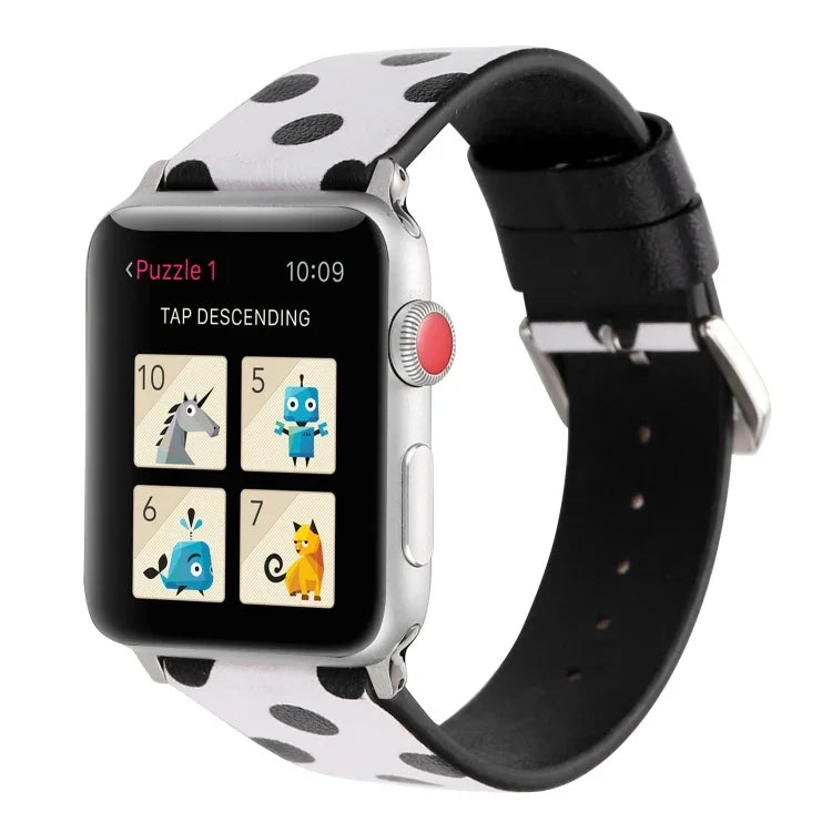 패션 웨이브 도트 시리즈 가죽 교체용 시계줄, Apple Watch Series 6 & SE & 5 & 4 40mm / 3 & 2 & 1 38mm용, Apple Watch Series 8&7 41mm / SE 2&6&SE&5&4 40mm / 3&2&1 38mm용