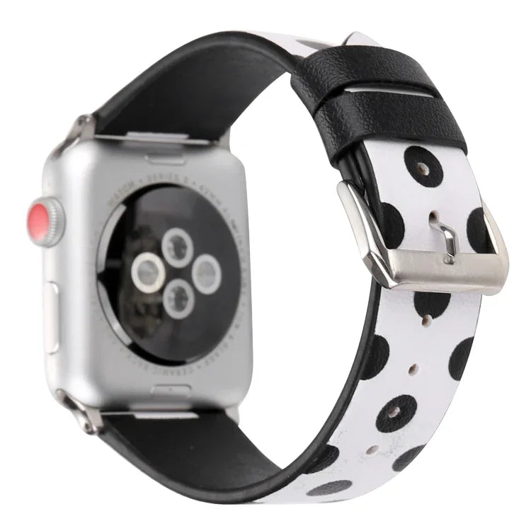 패션 웨이브 도트 시리즈 가죽 교체용 시계줄, Apple Watch Series 6 & SE & 5 & 4 40mm / 3 & 2 & 1 38mm용, Apple Watch Series 8&7 41mm / SE 2&6&SE&5&4 40mm / 3&2&1 38mm용