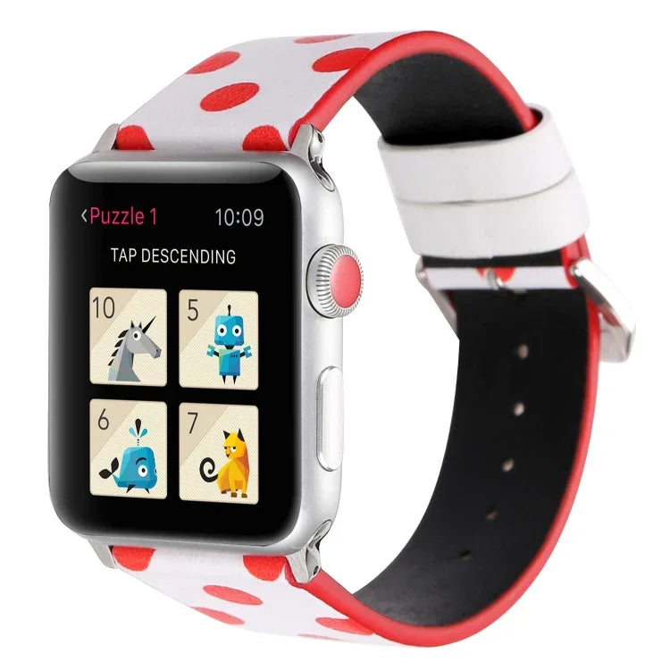 패션 웨이브 도트 시리즈 가죽 교체용 시계줄, Apple Watch Series 6 & SE & 5 & 4 40mm / 3 & 2 & 1 38mm용, Apple Watch Series 8&7 41mm / SE 2&6&SE&5&4 40mm / 3&2&1 38mm용