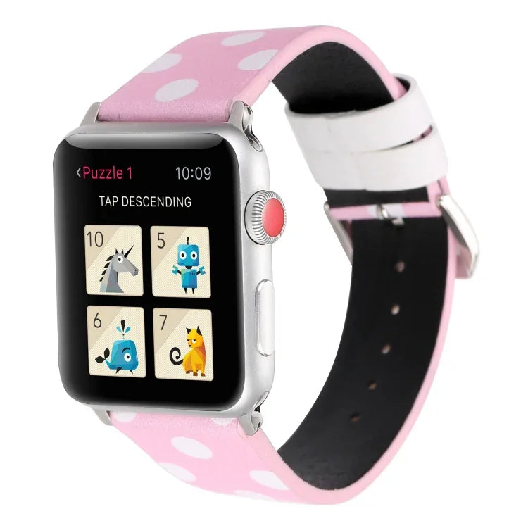 패션 웨이브 도트 시리즈 가죽 교체용 시계줄, Apple Watch Series 6 & SE & 5 & 4 40mm / 3 & 2 & 1 38mm용, Apple Watch Series 8&7 41mm / SE 2&6&SE&5&4 40mm / 3&2&1 38mm용