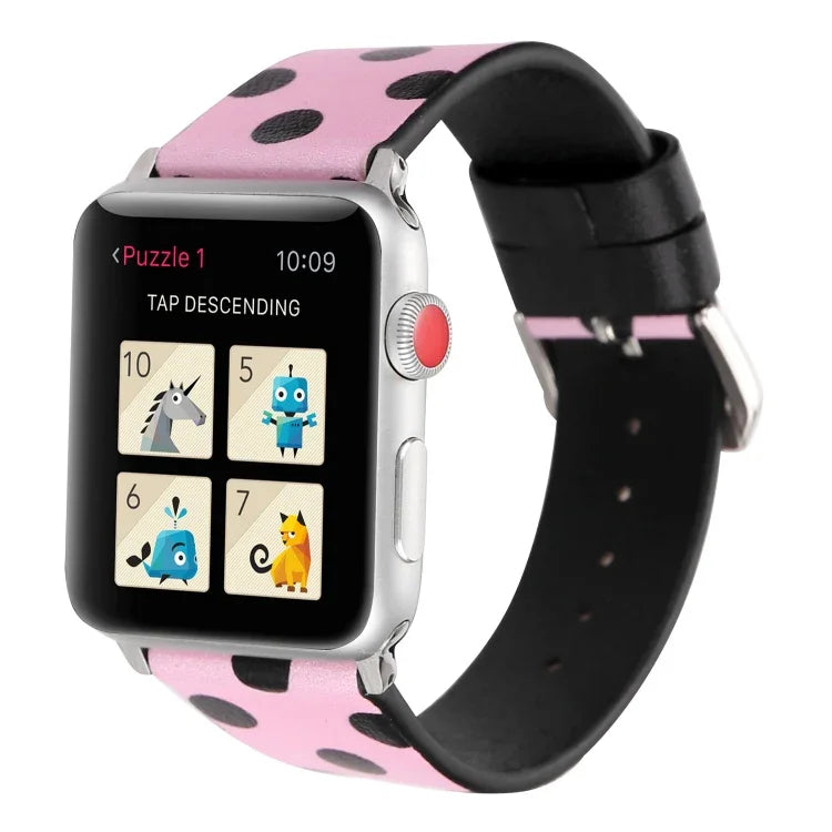 패션 웨이브 도트 시리즈 가죽 교체용 시계줄, Apple Watch Series 6 & SE & 5 & 4 40mm / 3 & 2 & 1 38mm용, Apple Watch Series 8&7 41mm / SE 2&6&SE&5&4 40mm / 3&2&1 38mm용