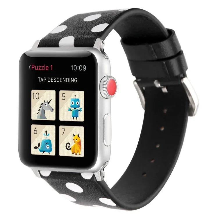 패션 웨이브 도트 시리즈 가죽 교체용 시계줄, Apple Watch Series 6 & SE & 5 & 4 40mm / 3 & 2 & 1 38mm용, Apple Watch Series 8&7 41mm / SE 2&6&SE&5&4 40mm / 3&2&1 38mm용