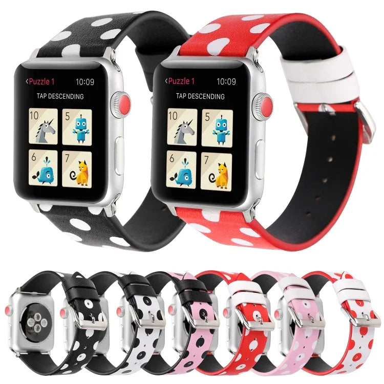 패션 웨이브 도트 시리즈 가죽 교체용 시계줄, Apple Watch Series 6 & SE & 5 & 4 40mm / 3 & 2 & 1 38mm용, Apple Watch Series 8&7 41mm / SE 2&6&SE&5&4 40mm / 3&2&1 38mm용