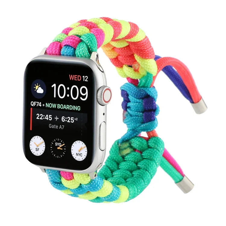 우산 코드 무지개 시계줄, Apple Watch Series 6 & SE & 5 & 4 40mm / 3 & 2 & 1 38mm용, Apple Watch Series 8&7 41mm / SE 2&6&SE&5&4 40mm / 3&2&1 38mm용, Apple Watch Series 7 41mm / 6 & SE & 5 & 4 40mm / 3 & 2 & 1 38mm용