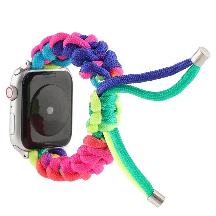 우산 코드 무지개 시계줄, Apple Watch Series 6 & SE & 5 & 4 40mm / 3 & 2 & 1 38mm용, Apple Watch Series 8&7 41mm / SE 2&6&SE&5&4 40mm / 3&2&1 38mm용, Apple Watch Series 7 41mm / 6 & SE & 5 & 4 40mm / 3 & 2 & 1 38mm용