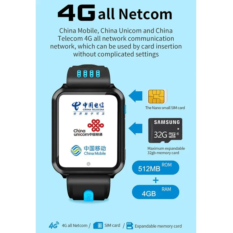 H1(1+8) 1.54인치 풀핏 화면 듀얼 카메라 스마트폰 시계, SIM 카드 / GPS 추적 / 실시간 궤적 / 체온 모니터 지원