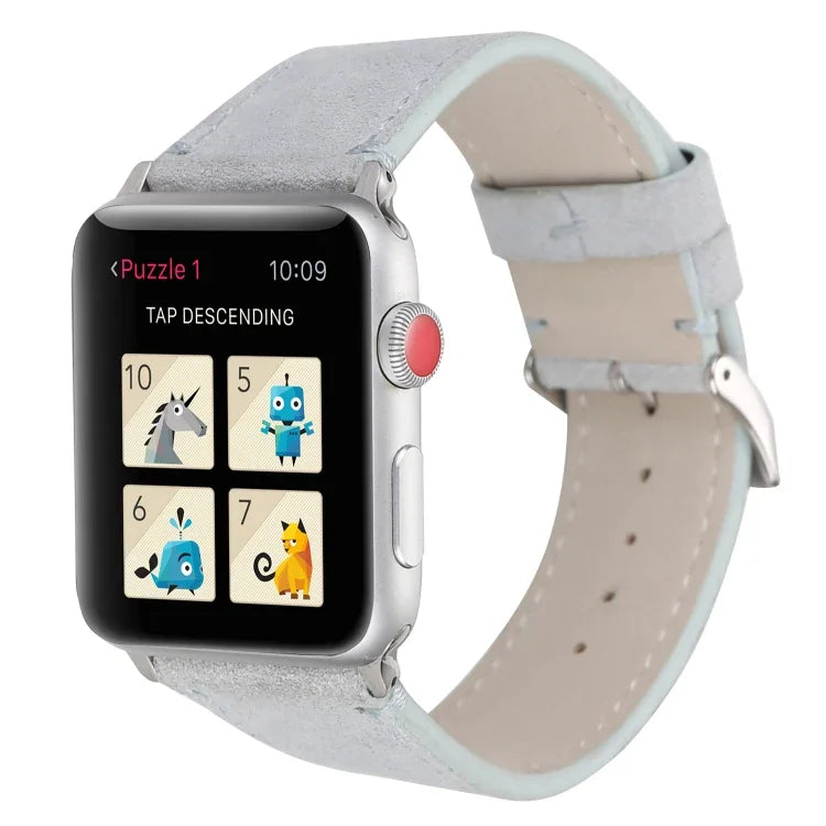 서리 낀 천연 가죽 시계줄, Apple Watch Series 6 & SE & 5 & 4 40mm / 3 & 2 & 1 38mm용, Apple Watch Series 7 41mm / 6 & SE & 5 & 4 40mm / 3 & 2 & 1 38mm용