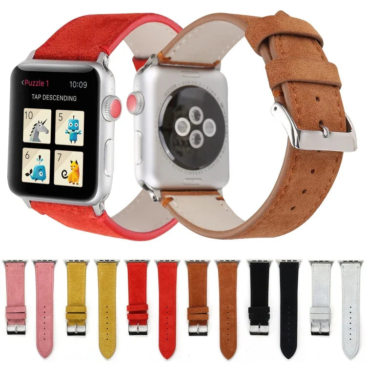 서리 낀 천연 가죽 시계줄, Apple Watch Series 6 & SE & 5 & 4 40mm / 3 & 2 & 1 38mm용, Apple Watch Series 7 41mm / 6 & SE & 5 & 4 40mm / 3 & 2 & 1 38mm용