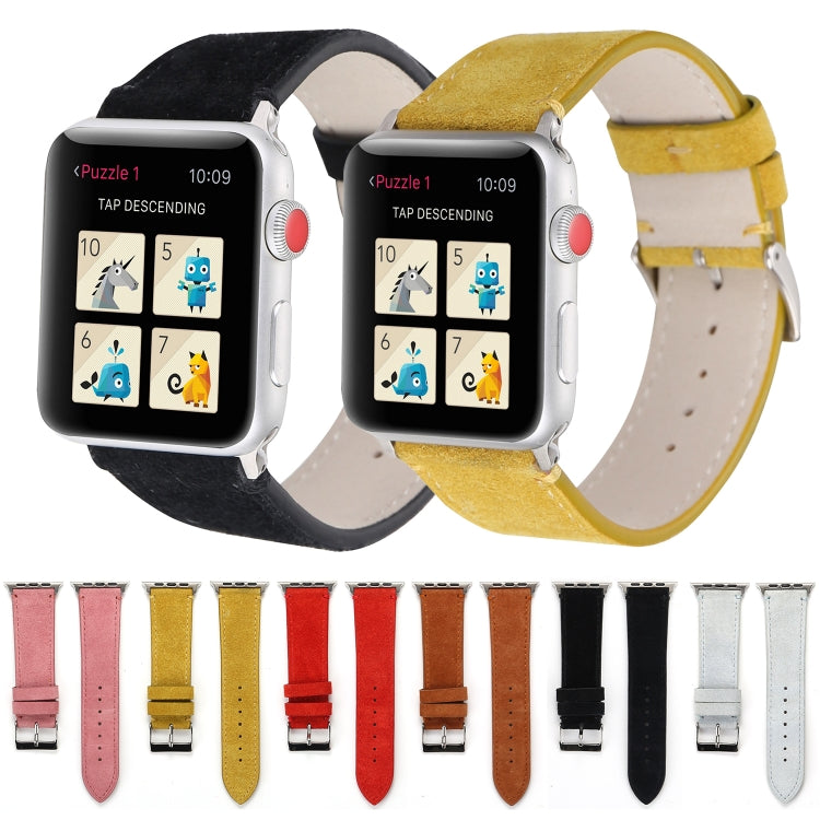 애플 워치 시리즈 6 & SE & 5 & 4 44mm / 3 & 2 & 1 42mm용 프로스티드 천연 가죽 시계줄, 애플 워치 시리즈 7 45mm / 6 & SE & 5 & 4 44mm / 3 & 2 & 1 42mm용