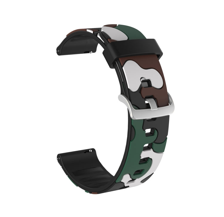 Camouflage Silicone Replacement Wrist Strap Watchband with Silver Buckle, 20mm For Amazfit GTR 2 / GTR 42mm, 20mm For Amazfit GTR 42mm, 20mm For Amazfit GTS / GTS 2, 20mm For Amazfit Pop, 22mm For Amazfit Smart Sport Watch