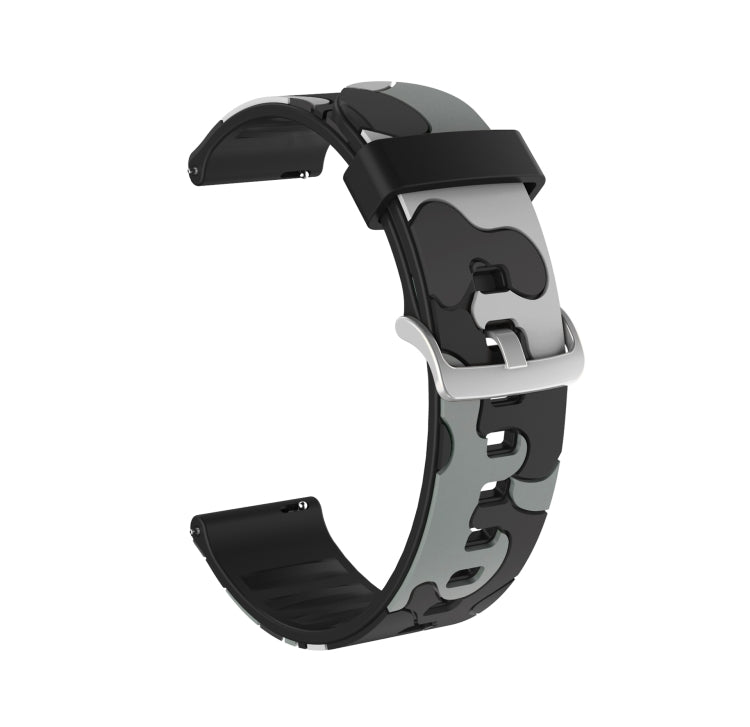 Camouflage Silicone Replacement Wrist Strap Watchband with Silver Buckle, 20mm For Amazfit GTR 2 / GTR 42mm, 20mm For Amazfit GTR 42mm, 20mm For Amazfit GTS / GTS 2, 20mm For Amazfit Pop, 22mm For Amazfit Smart Sport Watch