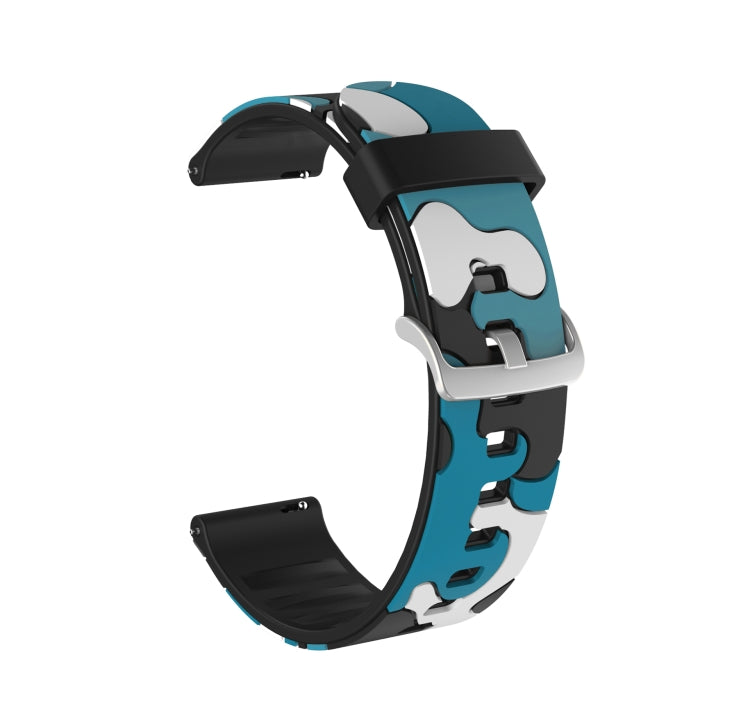 Camouflage Silicone Replacement Wrist Strap Watchband with Silver Buckle, 20mm For Amazfit GTR 2 / GTR 42mm, 20mm For Amazfit GTR 42mm, 20mm For Amazfit GTS / GTS 2, 20mm For Amazfit Pop, 22mm For Amazfit Smart Sport Watch