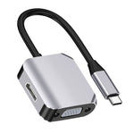 HW-6002 2-in-1 타입-C / USB-C to HDMI + VGA 어댑터 컨버터, HW-6002