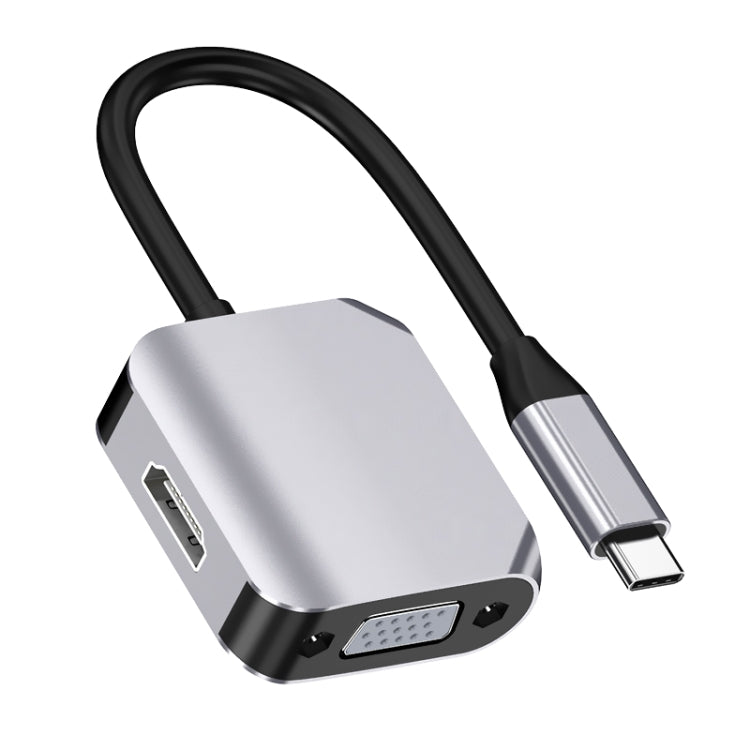 HW-6002 2-in-1 타입-C / USB-C to HDMI + VGA 어댑터 컨버터, HW-6002