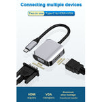 HW-6002 2-in-1 타입-C / USB-C to HDMI + VGA 어댑터 컨버터, HW-6002