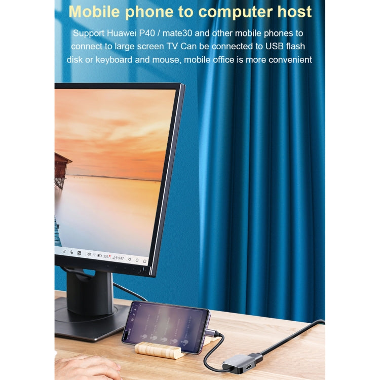 HW-6002 2-in-1 타입-C / USB-C to HDMI + VGA 어댑터 컨버터, HW-6002