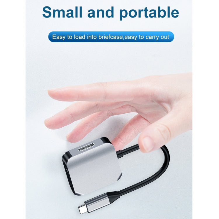 HW-6002 2-in-1 타입-C / USB-C to HDMI + VGA 어댑터 컨버터, HW-6002