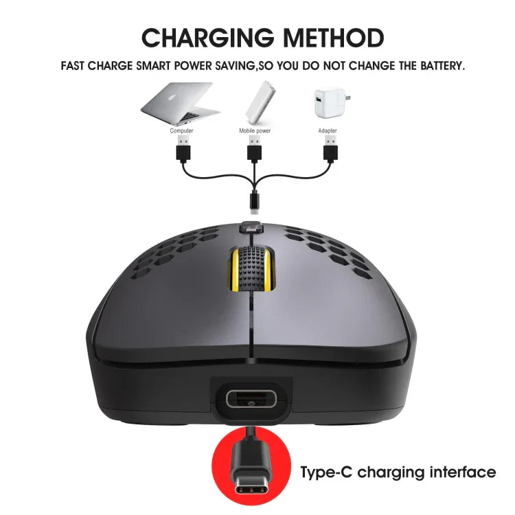 HXSJ T90 RGB Light Three-mode Wireless Gaming Mouse