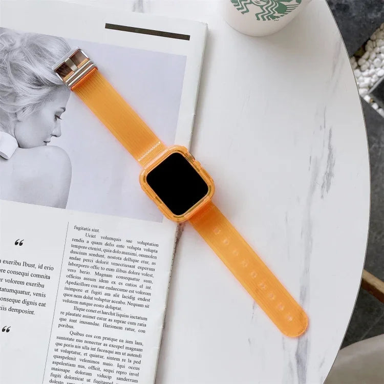 캔디 컬러 투명 TPU 시계줄, Apple Watch 시리즈 6 & SE & 5 & 4 44mm용, Apple Watch 시리즈 7 45mm / & 6 & SE & 5 & 4 44mm용