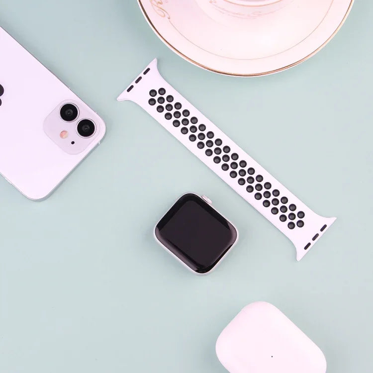 탄력 실리콘 시계줄, Apple Watch 시리즈 6 & SE & 5 & 4 44mm / 3 & 2 & 1 42mm용, 150mm (블랙 화이트), 150mm (연핑크 화이트), 150mm (블루 화이트), 160mm (연핑크 화이트)