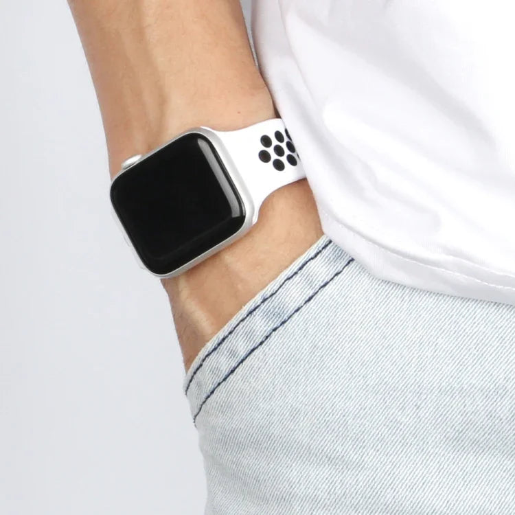 탄력 실리콘 시계줄, Apple Watch 시리즈 6 & SE & 5 & 4 44mm / 3 & 2 & 1 42mm용, 150mm (블랙 화이트), 150mm (연핑크 화이트), 150mm (블루 화이트), 160mm (연핑크 화이트)