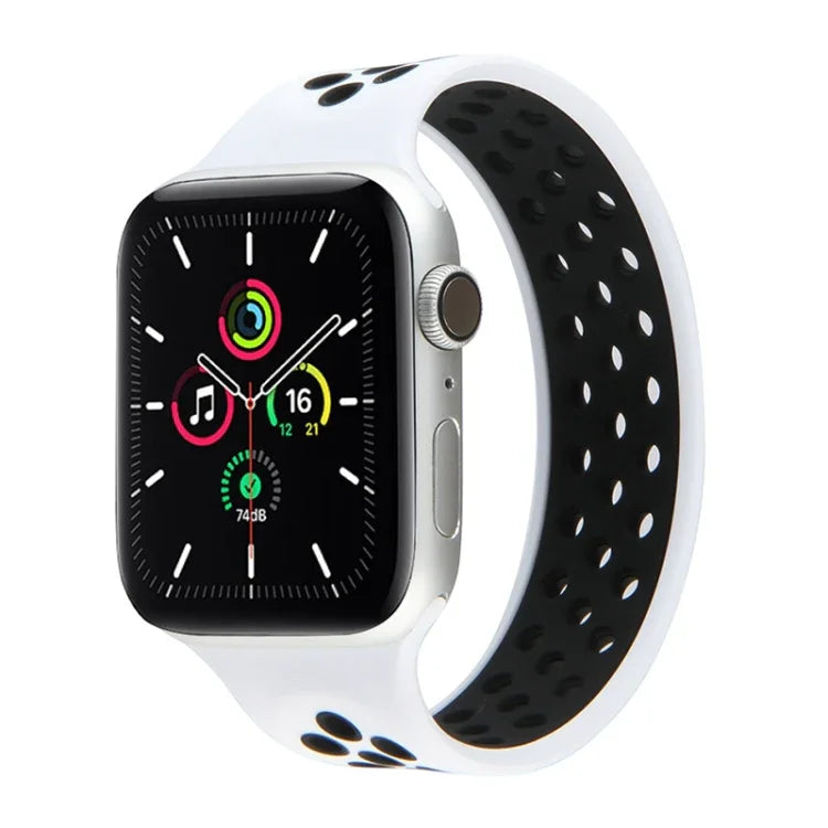 탄력 실리콘 시계줄, Apple Watch 시리즈 6 & SE & 5 & 4 40mm / 3 & 2 & 1 38mm용, 길이: 160mm, 160mm (화이트 블랙), 160mm (블랙), 160mm (블랙 옐로우), 160mm (블랙 그레이), 160mm (레드 블랙), 160mm (블랙 화이트), 160mm (블랙 레드)