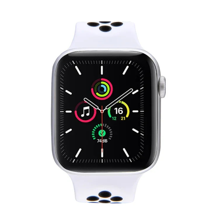 탄력 실리콘 시계줄, Apple Watch 시리즈 6 & SE & 5 & 4 40mm / 3 & 2 & 1 38mm용, 길이: 160mm, 160mm (화이트 블랙), 160mm (블랙), 160mm (블랙 옐로우), 160mm (블랙 그레이), 160mm (레드 블랙), 160mm (블랙 화이트), 160mm (블랙 레드)