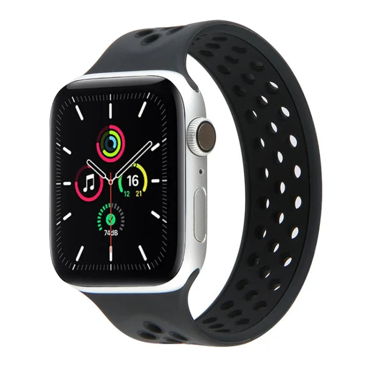 탄력 실리콘 시계줄, Apple Watch 시리즈 6 & SE & 5 & 4 40mm / 3 & 2 & 1 38mm용, 길이: 160mm, 160mm (화이트 블랙), 160mm (블랙), 160mm (블랙 옐로우), 160mm (블랙 그레이), 160mm (레드 블랙), 160mm (블랙 화이트), 160mm (블랙 레드)