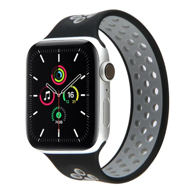 탄력 실리콘 시계줄, Apple Watch 시리즈 6 & SE & 5 & 4 40mm / 3 & 2 & 1 38mm용, 길이: 160mm, 160mm (화이트 블랙), 160mm (블랙), 160mm (블랙 옐로우), 160mm (블랙 그레이), 160mm (레드 블랙), 160mm (블랙 화이트), 160mm (블랙 레드)