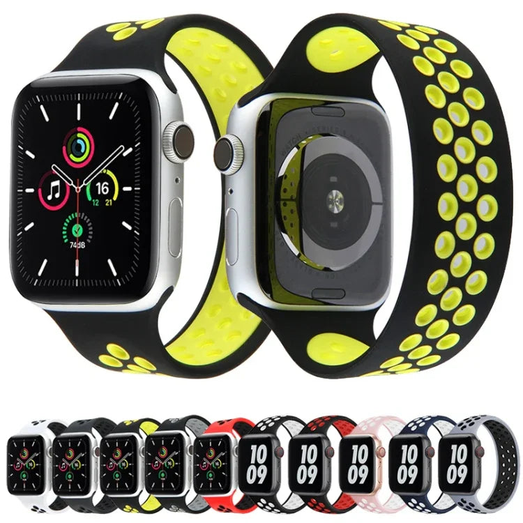 탄력 실리콘 시계줄, Apple Watch 시리즈 6 & SE & 5 & 4 40mm / 3 & 2 & 1 38mm용, 길이: 160mm, 160mm (화이트 블랙), 160mm (블랙), 160mm (블랙 옐로우), 160mm (블랙 그레이), 160mm (레드 블랙), 160mm (블랙 화이트), 160mm (블랙 레드)