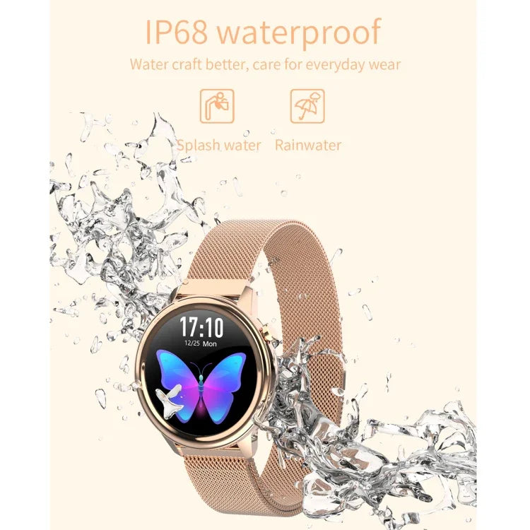 F80 1.3인치 TFT 컬러 스크린 IP68 방수 여성용 스마트워치, 체온 모니터 / 혈압 모니터 / 생리 주기 알림 지원