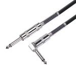TC048SL 6.35mm 플러그 직선형에서 엘보우형 일렉 기타 오디오 케이블, 1.8m, 3m, 6m, 10m