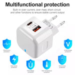 20W PD + QC 3.0 듀얼 포트 여행용 충전기 전원 어댑터, US 플러그, EU 플러그, UK 플러그