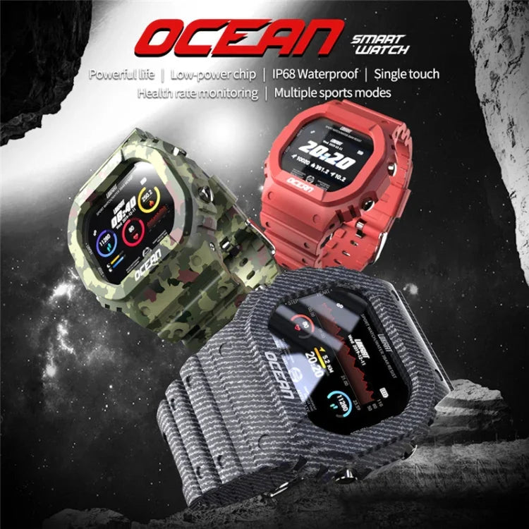 Lokmat OCEAN 1.14인치 TFT 터치 화면 IP68 방수 스마트워치, 정보 알림 / 수면 모니터 / 스포츠 기록 지원