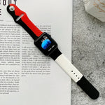 실리콘 컬러 매칭 교체용 시계줄, 애플 워치 시리즈 6 & SE & 5 & 4 44mm / 3 & 2 & 1 42mm용, 애플 워치 44mm/42mm용(검정+빨강+흰색), 애플 워치 44mm/42mm용(연파랑+진파랑+노랑)