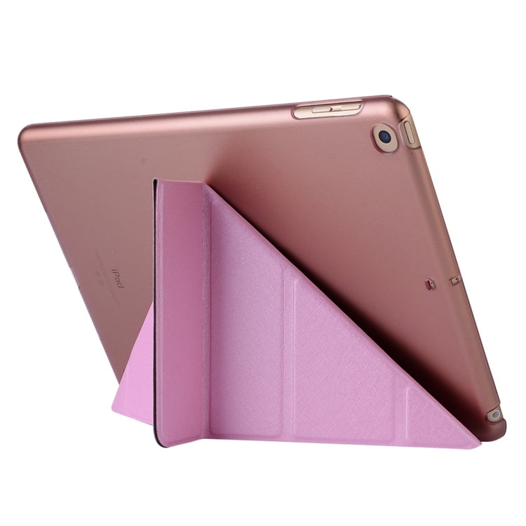 For iPad 10.2 inch Silk Texture Horizontal Deformation Flip Leather Case with Holder
