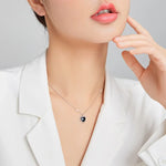 S925 스털링 실버 블랙 하트 여성 목걸이 쥬얼리, 블랙 하트