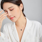 S925 스털링 실버 블랙 하트 여성 목걸이 쥬얼리, 블랙 하트