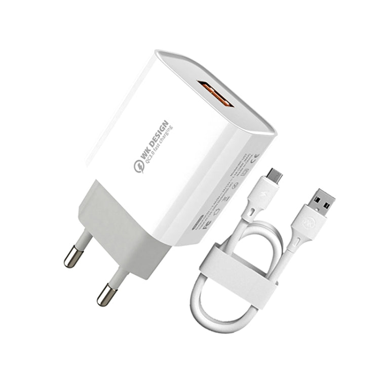 WK WP-U57 맥스 18W 맥스스피드 QC3.0 고속 충전기 + USB to 마이크로 USB 데이터 케이블, US 플러그, EU 플러그