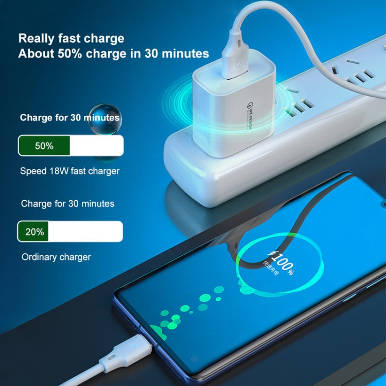 WK WP-U57 맥스 18W 맥스스피드 QC3.0 고속 충전기 + USB to 8핀 데이터 케이블, US 플러그, EU 플러그
