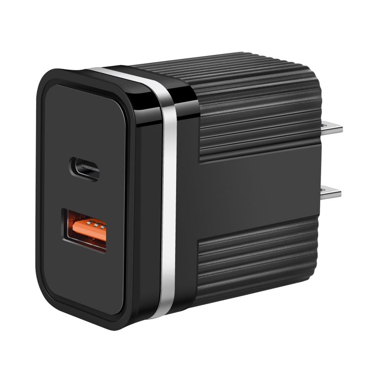 RSY USB + USB-C / Type-C 듀얼 포트 고속 충전 여행용 충전기, US 플러그, EU 플러그